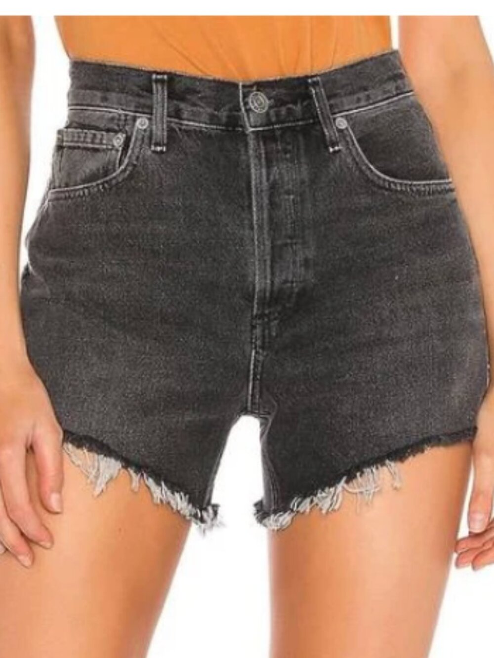 AGOLDE Micah Shorts Helix Black Denim High Rise Cutoff Size 26